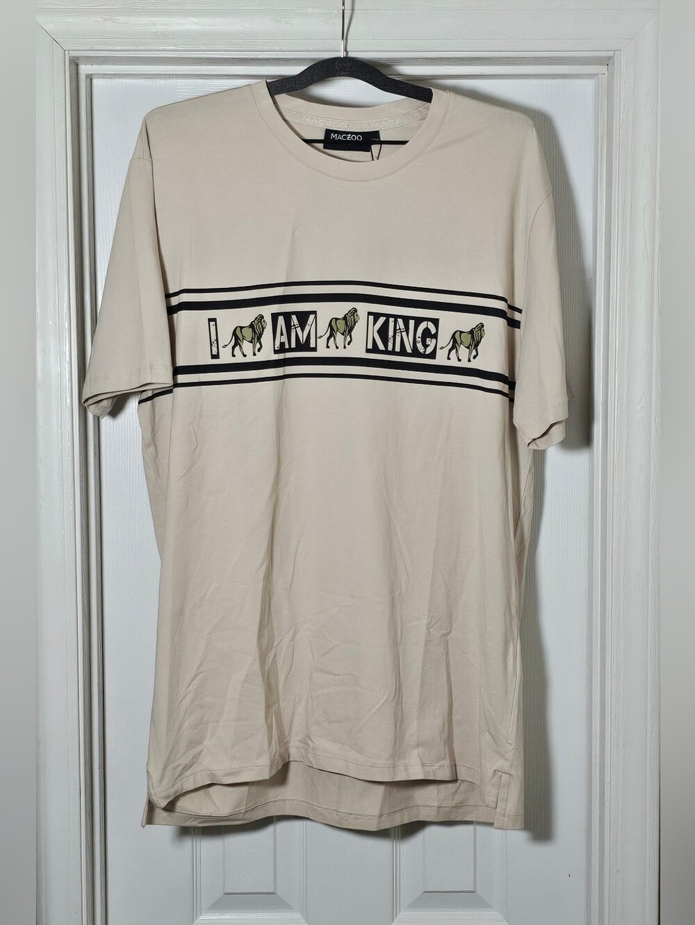 Maceoo I Am King Lion Graphic Tee Tan Brown Mens Size 6 XXL Short Sleeve T-Shirt
